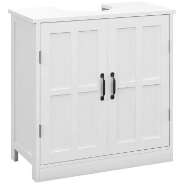 kleankin Mobilier sub lavabou pentru baie mobilier sub chiuvetă cu dublă ușă și raft reglabil, 60x30x60cm, alb | Aosom Romania