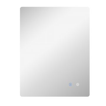 kleankin Oglindă de Baie cu Lumină LED, 3 Culori, Întrerupătoare Touch și Luminozitate Reglabilă, 70x50x3 cm, Transparent | Aosom Romania