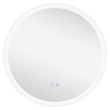 kleankin Oglindă de Baie cu Lumină LED Reglabilă, Întrerupător Tactil, și Funcție de Memorie, Ø60x3 cm, Transparent | Aosom Romania