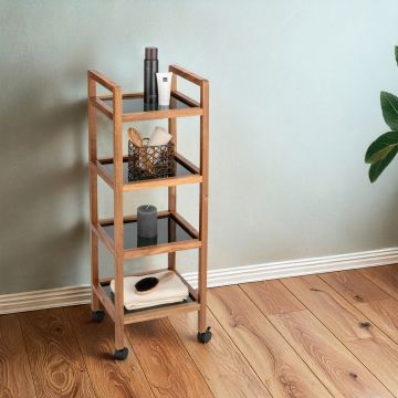 Organizator baie Fondi, Wenko, 35x31x101.5 cm, lemn acacia/sticla/plastic, maro/negru