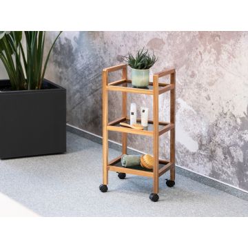 Organizator baie Fondi, Wenko, 35x31x76.5 cm, lemn acacia/sticla/plastic, maro/negru