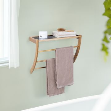 Organizator baie Fondi, Wenko, 60x25.5x48.5 cm, lemn acacia/sticla/plastic, maro/negru