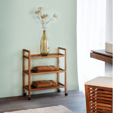 Organizator baie Fondi, Wenko, 65x31x76.5 cm, lemn acacia/sticla/plastic, maro/negru