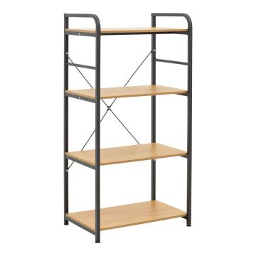 Raft de podea Depo pakoworld din metal neagră-MDF în nuanță de stejar 60x40x120cm 40x60