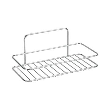 Raft pentru baie argintiu lucios de agățat/autoadeziv din oțel Luxy – Metaltex