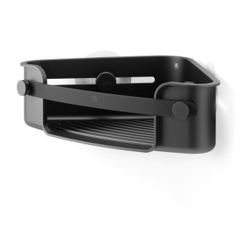 Raft pentru baie negru autoadeziv, pentru colț, din plastic Flex Adhesive – Umbra