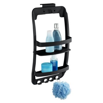 Raft pentru baie negru de agățat, autoadeziv din plastic Universal – Wenko
