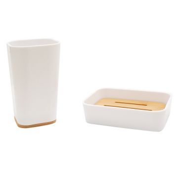Set accesorii baie 2buc Nature plastic culoare alb