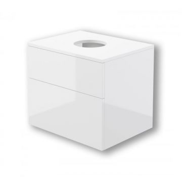 Set mobilier baie suspendat 60 cm cu blat inclus, alb lucios, Deante Prizma