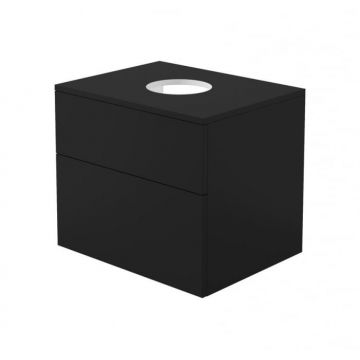 Set mobilier baie suspendat 60 cm cu blat inclus, negru mat, Deante Prizma