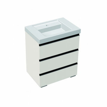 Set mobilier cu lavoar inclus 70 cm, 3 sertare cu soft-close, gri deschis,  Kolpasan, Harmony