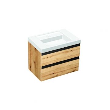 Set mobilier suspendat cu lavoar Kolpasan, Harmony 70, cu 2 sertare, bronze oak