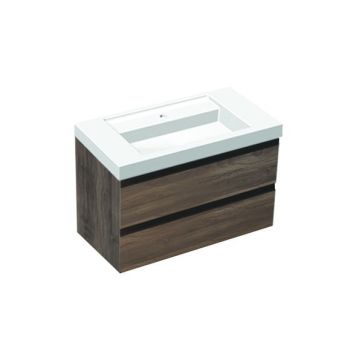 Set mobilier suspendat cu lavoar Kolpasan, Harmony 90, cu 2 sertare, bronze oak