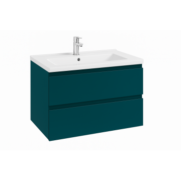 Dulap baie suspendat 80 cm, verde inchis mat, pentru lavoar, Defra Como