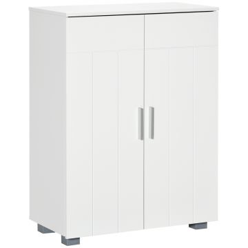kleankin Mobilier de baie, dulap cu usa, raft reglabil, 60 x 30 x 80 cm, alb | Aosom Romania