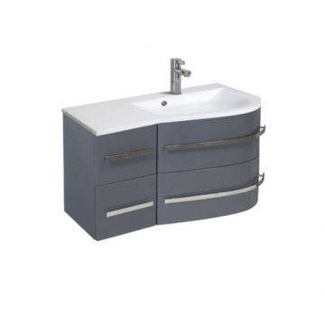 Mobilier baie suspendat Oristo Opal de dreapta 90 cm, gri lucios - Dimensiune 90 cm