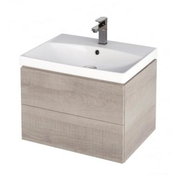 Mobilier baie suspendat pentru lavoar 60 cm cu 2 sertare stejar Cersanit City
