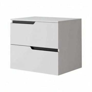 Mobilier cu blat pentru lavoar 60 cm, sertare soft-close, alb mat, Fluminia Bari