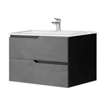 Mobilier pentru lavoar incastrat 80 cm, gri urban, Fluminia Bari 80