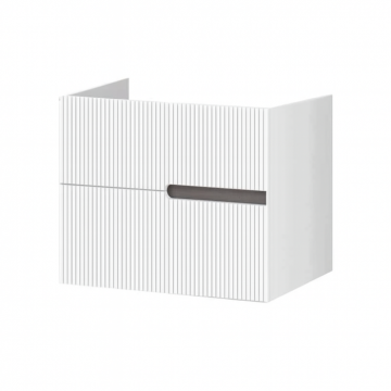 Mobilier pentru lavoar pe blat 60 cm, alb, cu riflaje, Fluminia Malta