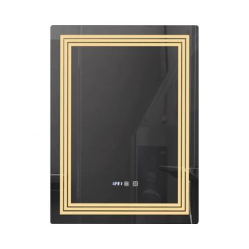 Oglinda baie cu iluminare LED 3 culori, intrerupator Touch, ceas, functie dezaburire, Belform Cronos 60x80 cm IP44