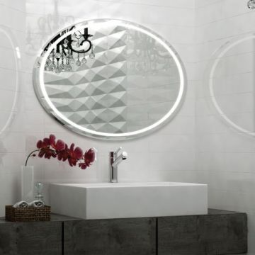 Oglinda LED Alexa Oval - Ovirro - Dimensiune 48x70