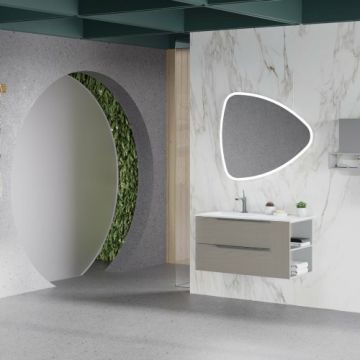 Set masca si lavoar ceramic Oikos Savinidue cu extensie laterala, 121 cm - Dimensiune 121 cm