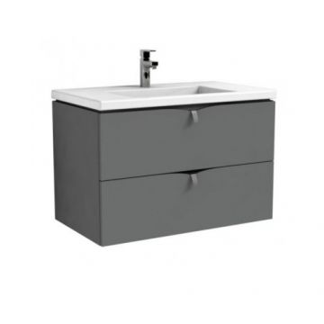 Set mobilier suspendat Oristo Siena gri mat si lavoar Amelia, 80 cm - Dimensiune 80 cm