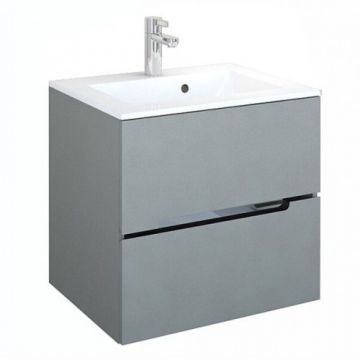 Set mobilier suspendat Oristo Silver cu 2 sertare, gri mat si lavoar marmura 60 cm - Dimensiune 60 cm