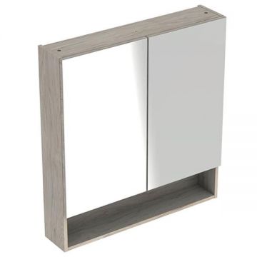 Dulap suspendat cu oglinda, Geberit, Selnova Square, 60 cm, nuc american hickory deschis