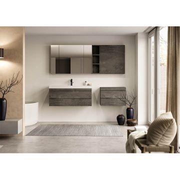 Dulap suspendat cu oglindă, Kolpasan, Naomi, cu 3 uși, 100 cm, dark concrete