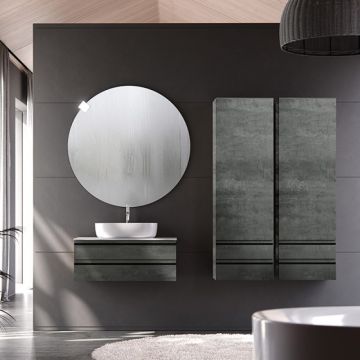 Dulap suspendat, Kolpasan, Alexis, cu 1 usa si 2 sertare, h146 cm, dark concrete