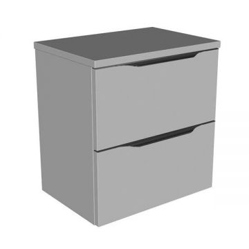 Dulap suspendat, Kolpasan, Tara, cu 2 sertare si cu blat din Kerrock, alb mat