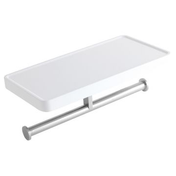 Etajera, Ferro, Emotion, cu suport dublu pentru hartie igienica, alb - crom (Copy 1)