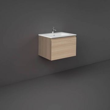 Mobilier pentru lavoar Rak, Joy-Uno 60 cm, suspendat, 1 sertar, scandinavian oak