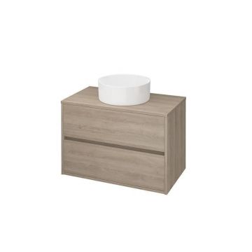 Mobilier suspendat Cersanit, Crea, pentru lavoarele pe blat, 100 cm, stejar