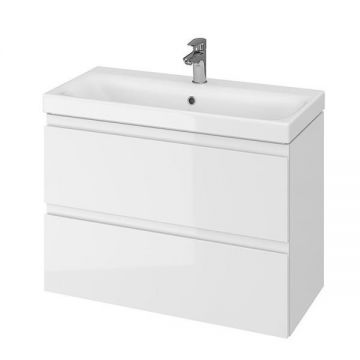 Mobilier suspendat Cersanit, Moduo Slim, pentru lavoar incastrabil, 80 cm, alb