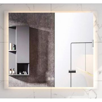 Oglinda Fluminia, Rodin 90, dreptunghiulara, cu iluminare LED și dezaburire