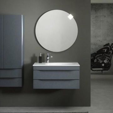 Set dulap suspendat si lavoar, Kolpasan, Malaya, 80 cm, gri inchis