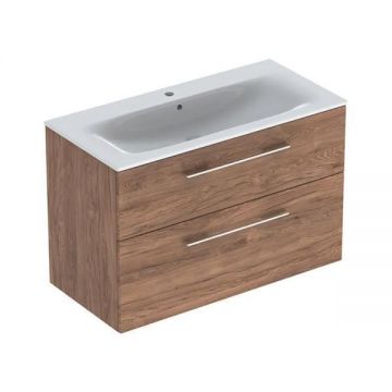 Set mobilier cu lavoar, Geberit, Selnova Square, nuc american hickory, 100 cm