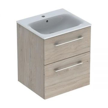 Set mobilier cu lavoar, Geberit, Selnova Square, nuc american hickory deschis, 55 cm