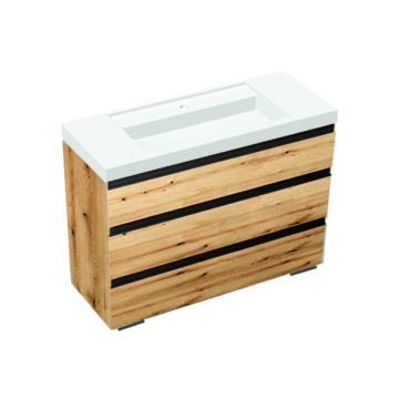 Set mobilier stativ cu lavoar Kolpasan, Harmony 120 cm, 3 sertare, bronze oak