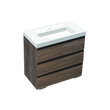 Set mobilier stativ cu lavoar Kolpasan, Harmony 90 cm, 3 sertare, dark oak