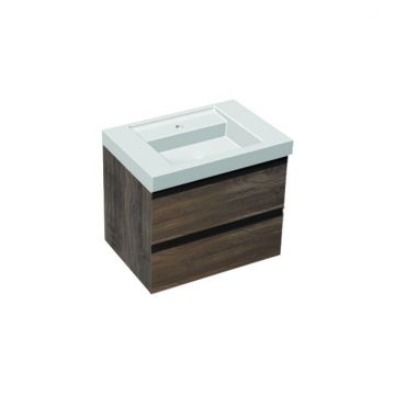 Set mobilier suspendat cu lavoar Kolpasan, Harmony 70, cu 2 sertare, dark oak