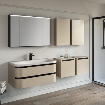 Set mobilier suspendat si lavoar, Kolpasan, Vittoria, 100 cm, beige