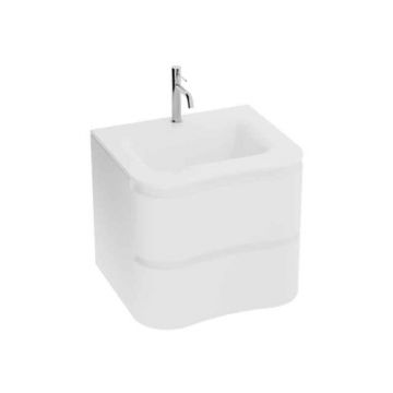 Set mobilier suspendat si lavoar, Spectrum, Oviedo, 60 cm, design ondulat, alb