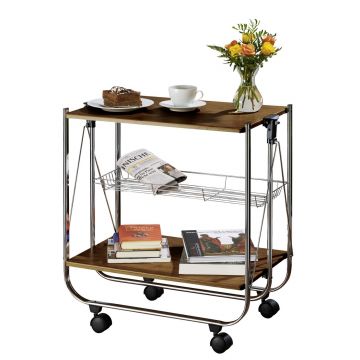 Carucior catering, Wenko, Dinett Walnut, pliabil, 68 x 70 x 40.6 cm, MDF/metal/polipropilena