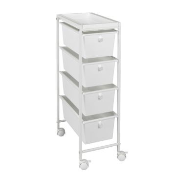 Carucior cu 4 sertare, Wenko, Gala, 22.5 x 76.5 x 38.5 cm, metal/polipropilena