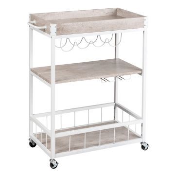 Carucior pentru bucatarie, Wenko, Rustico, 80 x 89.5 x 40 cm, metal/mdf, gri