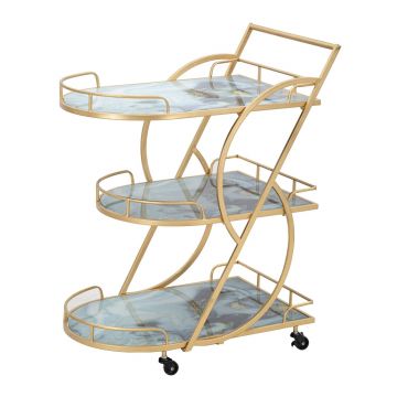 Carucior pentru servire Marble Glass, Mauro Ferretti, 71x45.5x84.5 cm, fier, auriu
